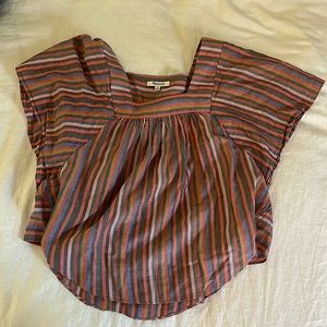 Pink rainbow shirt size S Madewell square neck